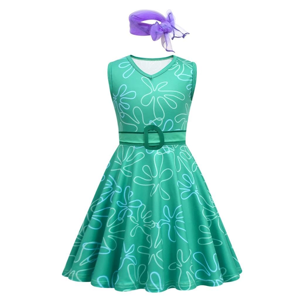 Lito Angels Disgust Fancy Dress Up Costume Clothes Summer Outfit Set with Scarf and Belt for Kids Girls Size 2-3 Years