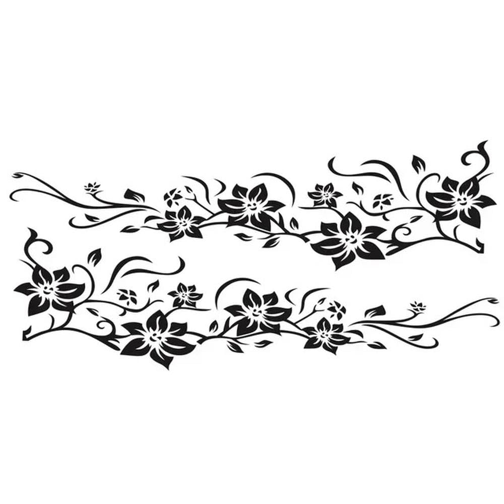 Decalcomanie per Auto Adesivi per Auto Floreali Decalcomanie Auto Entrambi Avvolgimento del Corpo Pellicola in Vinile Fai da Te Decorazione per Automobili(Black)