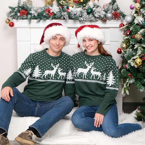 LUBOT Women Men Unisex Matching Couples Ugly Christmas Sweaters Family His and Hers Xmas Sweater Cute Tacky Pullover4