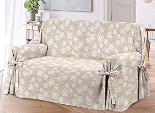 HomeLife - Cotton Sofa Covers 2 Seater - Made in Italy Floral Settee and Love seat Protector From Dust, Dirt, Stains, Dog and Cat Hair - Machine Washable (Two Seater, Rose Prints)