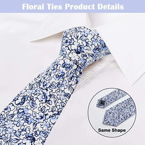 Image of Mantieqingway Men Skinny Tie Cotton Floral Necktie for Wedding Groomsmen Tie