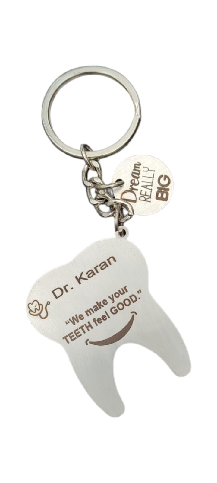 SAVRIPersonalized Stainless Steel Keychains with Round Charm with Name engraved on it. Professional Keyring for Lawyer, Advocate, Judges and Office Executives on special occasions. Silver