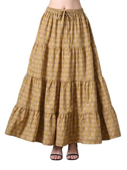 Floral Print Skirt for Women - 100% Cotton, Floor-Length, Elastic Waist, Stylish and Comfortable, Machine Washable, Perfect for Casual-picture-55