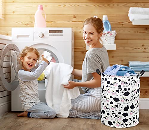 Image of Cow print Laundry Basket Baby Laundry Basket Nursery Hamper Kids Baby Laundry hamper for Boys and Girls Cute Toy Storage Bin Cow Room Decor(Cow)
