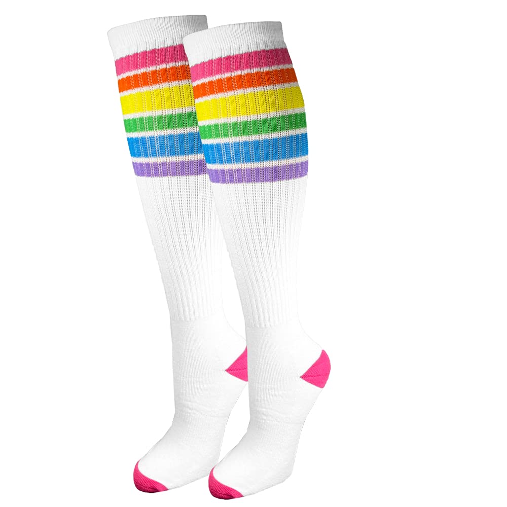 juDanzyPremium Striped Adult Knee High Tall Athletic Skater Tube Socks
