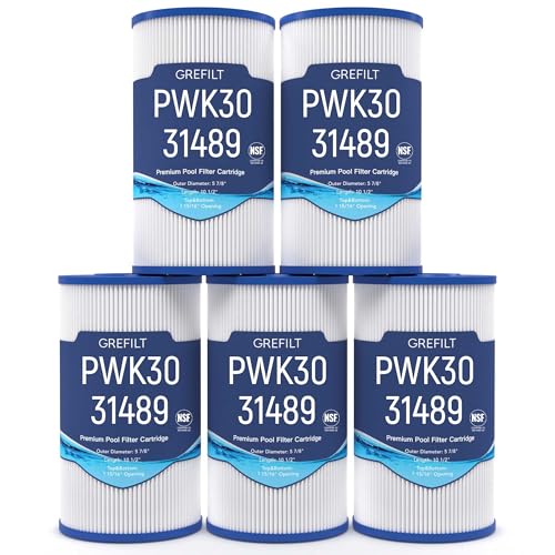 Grefilt PWK30 Hot Tub Filter Compatible with Hot Springs Spa Filters Watkins 31489 Unicel C-6430 Filbur FC-3915 71825 73178 73250 P/N0969601 30 sq.ft. 5-Pack
