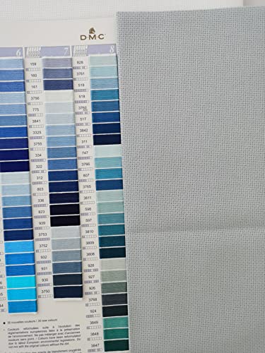 Image of KCS 4 /6 pc of 12 inch x 18 inch 30cmx45cm 16CT Counted Cotton Aida Cloth Cross Stitch Fabric (Sea Foam+Light Blue, 6 pc)