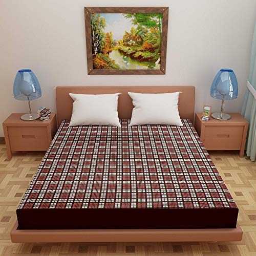Image of Lithara Water Proof Terry Cloth Printed Mattress Protector 80x72 Inch for King Size Bed | Water Resistant Fitted Mattress Cover (Coffee Pack of 1)