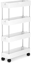 Desserte à roulettes, Chariot de Rangement à 4 Niveaux, Chariot de Rangement Mobile pour Cuisine, Salle de Bain, buanderie, Chambre, Espace étroit - 86 x 40 x 12.5cm