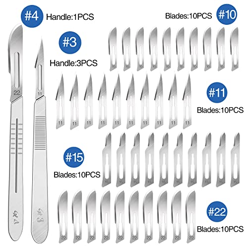 44 PCS 40 Scalpel Blades with #10#11#15#22 Scalpels Surgical Sterile Blades - Imagem 4