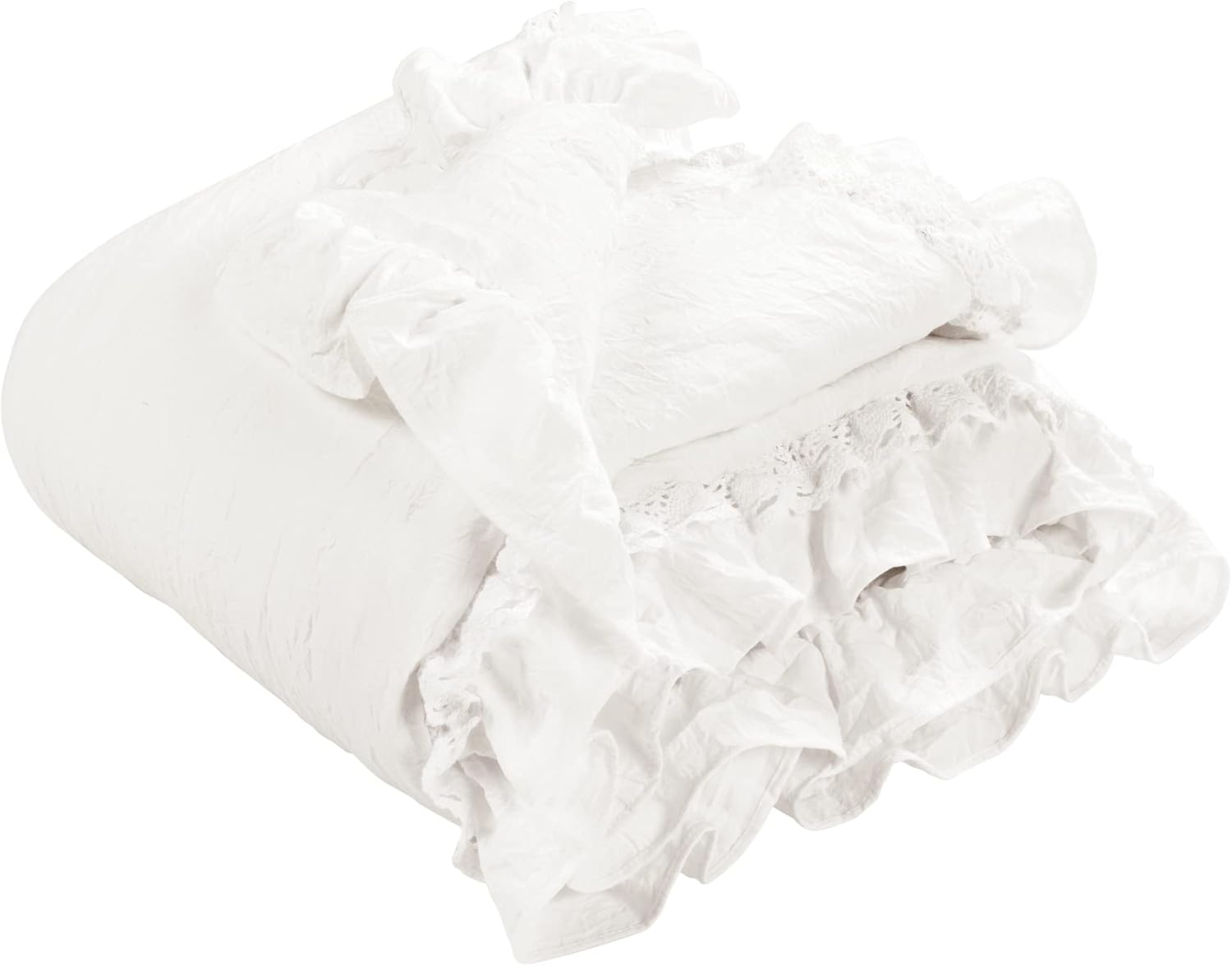 Lush Decor Ella Ruffle Lace Throw Blanket, 50" W x 60" L, White - Coquette Throw Blankets for Bed - Couch Blanket - Ruffled Throw Blanket for Couch - Image 2