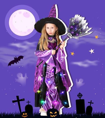 Disfraz de bruja para niñas 3-10 años con luces miniatura 4