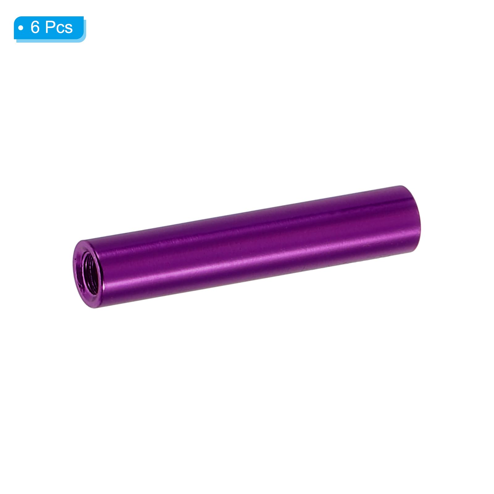 PATIKIL 6pcs M3 Metal Threaded Standoff Spacer Nuts, Round Aluminum Spacers Female Coupling Screws, 1/8" ID x 3/16" OD, Purple 3x5x27mm - Image 3