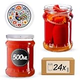 KADAX Einmachgläser 500ml TO82, Sturzgläser Mason Jar mit Schraubdeckel, Luftdichte Twist-off Gläser, Meal Prep, Overnight Oats, Sauerteig (Hahn, 24 Stück)