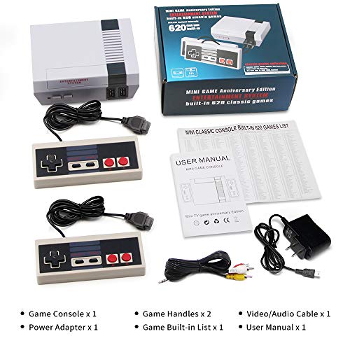 (2021 Newest!) Classic Mini Retro Game Console with Built-in 620 Games and 2 NES Classic Controllers, AV Output Video Games for Kids, Children Gift, Birthday Gift Happy Childhood Memories - Thumbnail 7