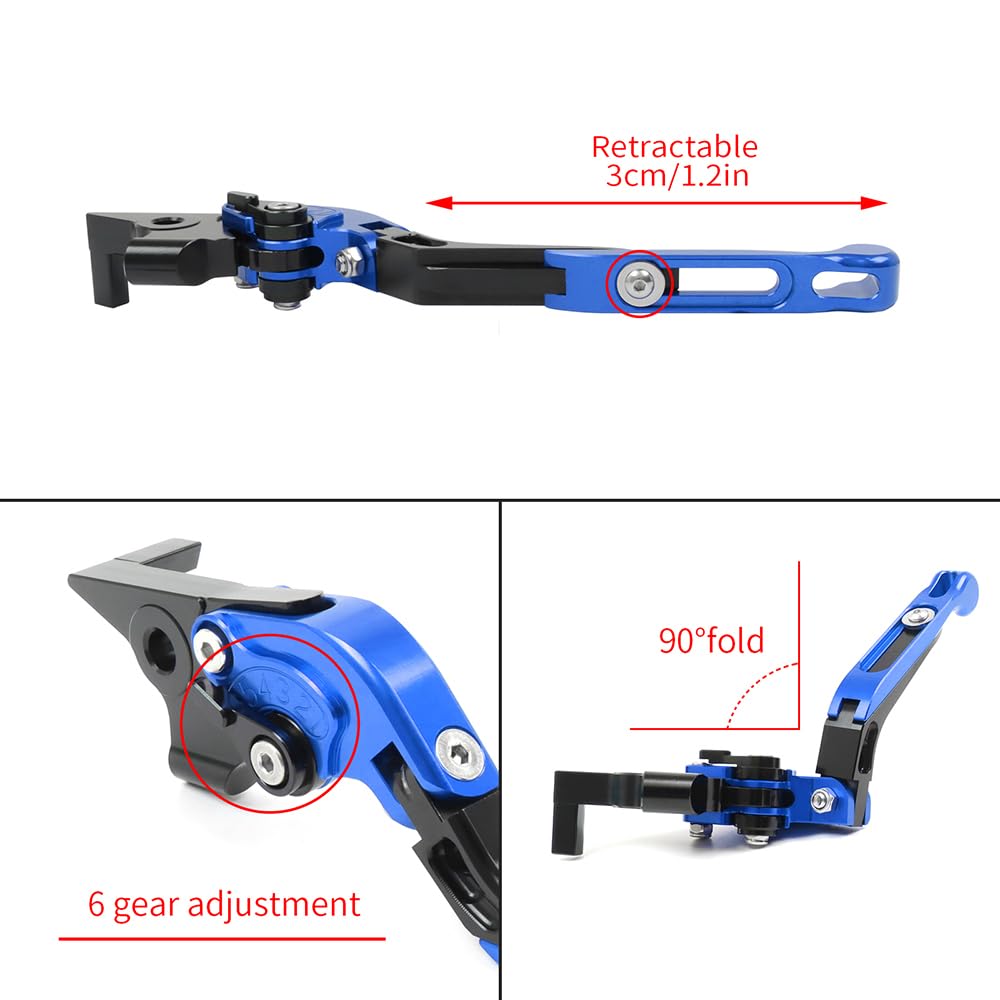 Per YZFR6 YZF-R6 YZF R6 1999 2000 2001 2002 2003 2004 Accessori Moto Estendere Regolabile Maniglia Pieghevole Leve Freno Frizione Leve (Colore: Nero + Blu)