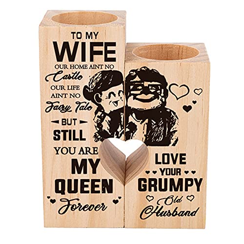 Candle Holder Wife Gifts from Husband - to My Wife You are My Queen Forever - Gift for Birthday, Anniversary (A)