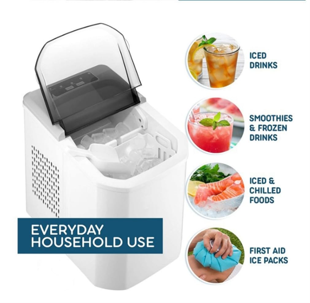 Hmblaw Portable Ice Machine Self-Cleaning, Ice Makers Countertop With Soft Chewable Pellet Ice, 26lbs/24h,9 Ice Cubes/6 Mins, Pellet Ice Maker For Home Kitchen,Red on Fridge.com - View 6