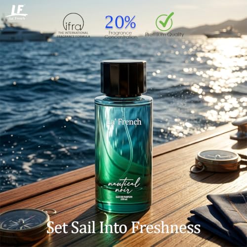 Image of La French Nautical Noir Unisex Perfume 100ml | Long-Lasting Eau De Parfum | Premium Fragrance with Bergamot, Patchouli & Cedarwood Notes | Sophisticated Perfume for Men & Women