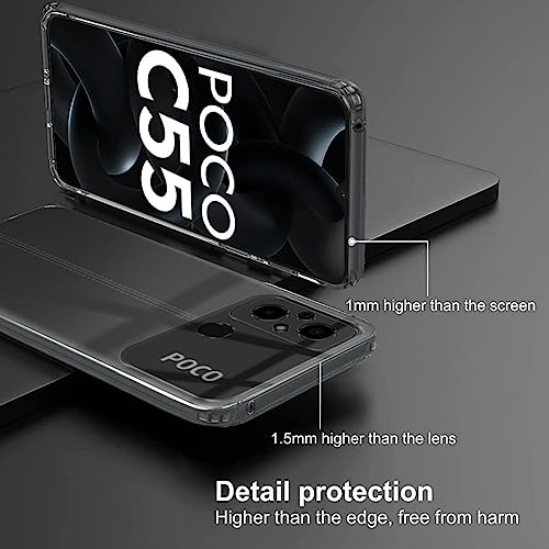 Image of Fashionury Crystal Clear Case for Poco C55 | Yellowing Resistance | Transparent TPU Silicone | Raised Camera Lips | Slim Transparent Cover