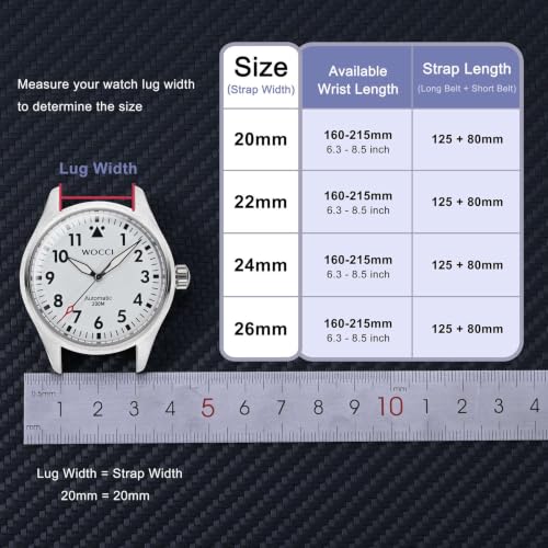 Image of WOCCI Nylon Watch Bands, Contrast Woven Design, Quick Release, Stainless Steel Buckle, Band Width 20mm 22mm 24mm 26mm