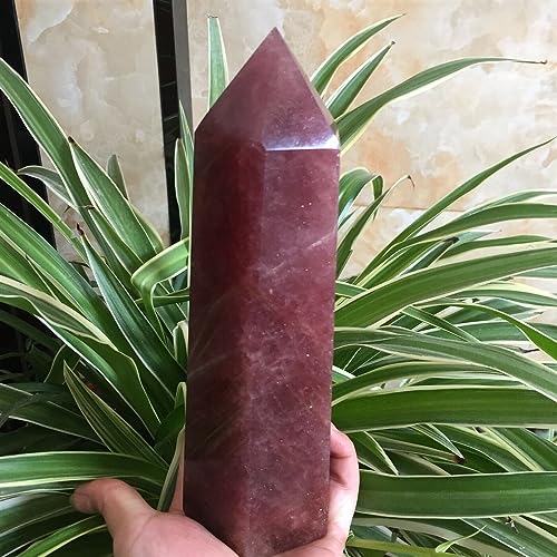 Point pointe en cristal de quartz fraise 150g pilier hexagonal ornement maison