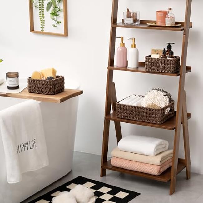 GRANNY SAYS Wicker Baskets for Organizing, Nesting Storage Baskets for Shelves, 1 Large and 2 Small Wicker Baskets Waterproof, Dark Brown, 3-Pack