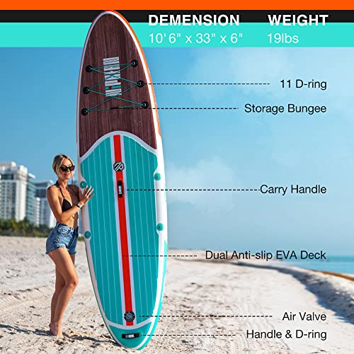 Niphean Inflatable Stand Up Paddle Board With Sup Accessories, 5Mm Double Anti-Slip Eva Deck, 10’6’’ Inflatable Paddle Boards For Adults & Youth Of All Skill Levels #TOP1