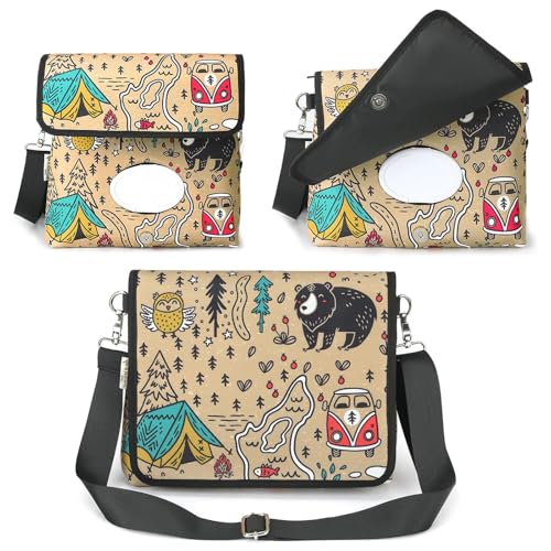 Image of 4 Nature Small Diaper Clutch Bag with Wipe Holder, Baby Diaper Bag Purse - Crossbody Diaper Bags For Women, Water Resistant Diaper Organizer Dispenser Pouches, Adjustable Cross Body Straps (Woodland)