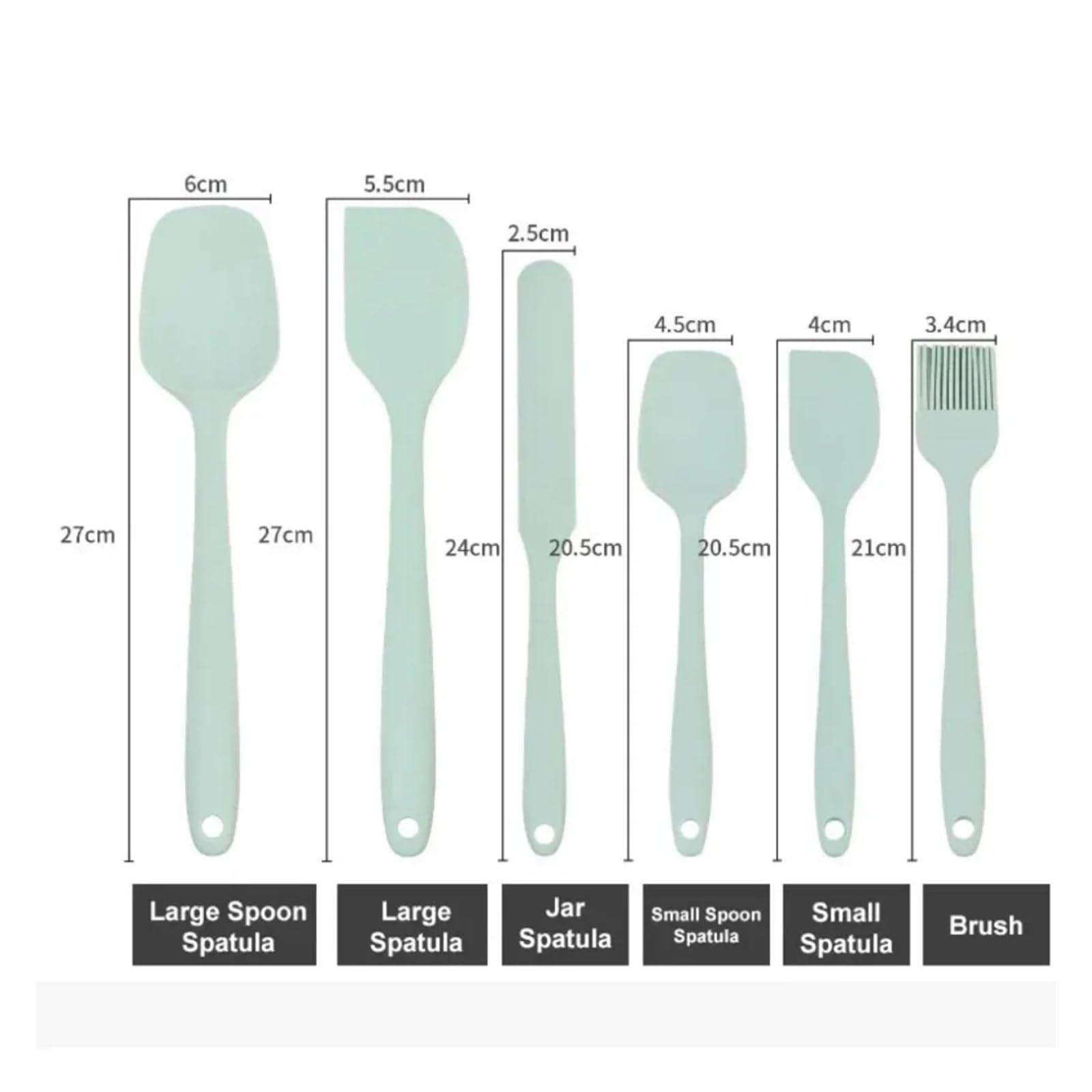 Juego de espátula silicona 6 piezas, espátulas antiadherentes grado resistente al calor, volteador for cocinar, herramientas mezcla for hornear(2Set light green)