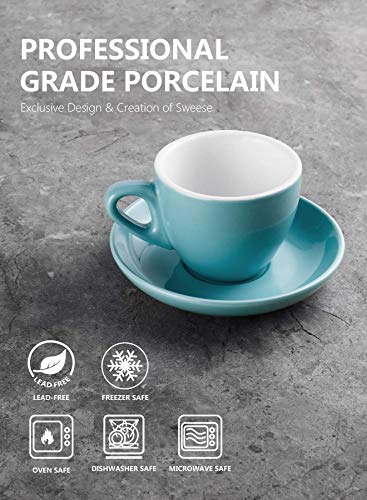 Sweese 402.002 Espresso Cups With Saucers, 4 Ounce Demitasse Cups, Perfect For Single Or Double Espresso, Cappuccino, Latte And Tea - Set Of 6, Multicolor, Hot Assorted Colors #TOP2
