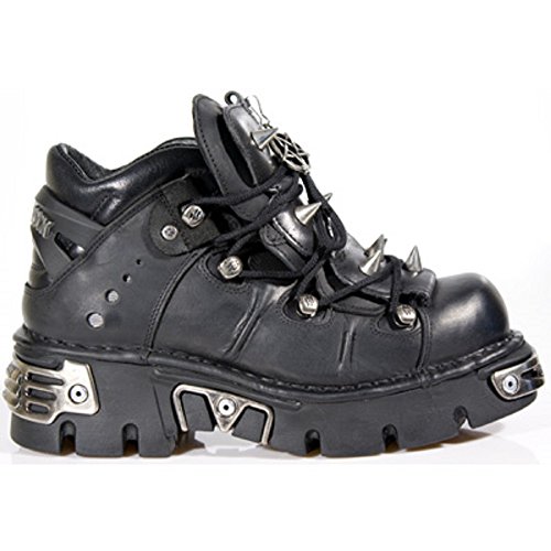 Bottes motard New Rock mixtes en cuir noir pour adulte
