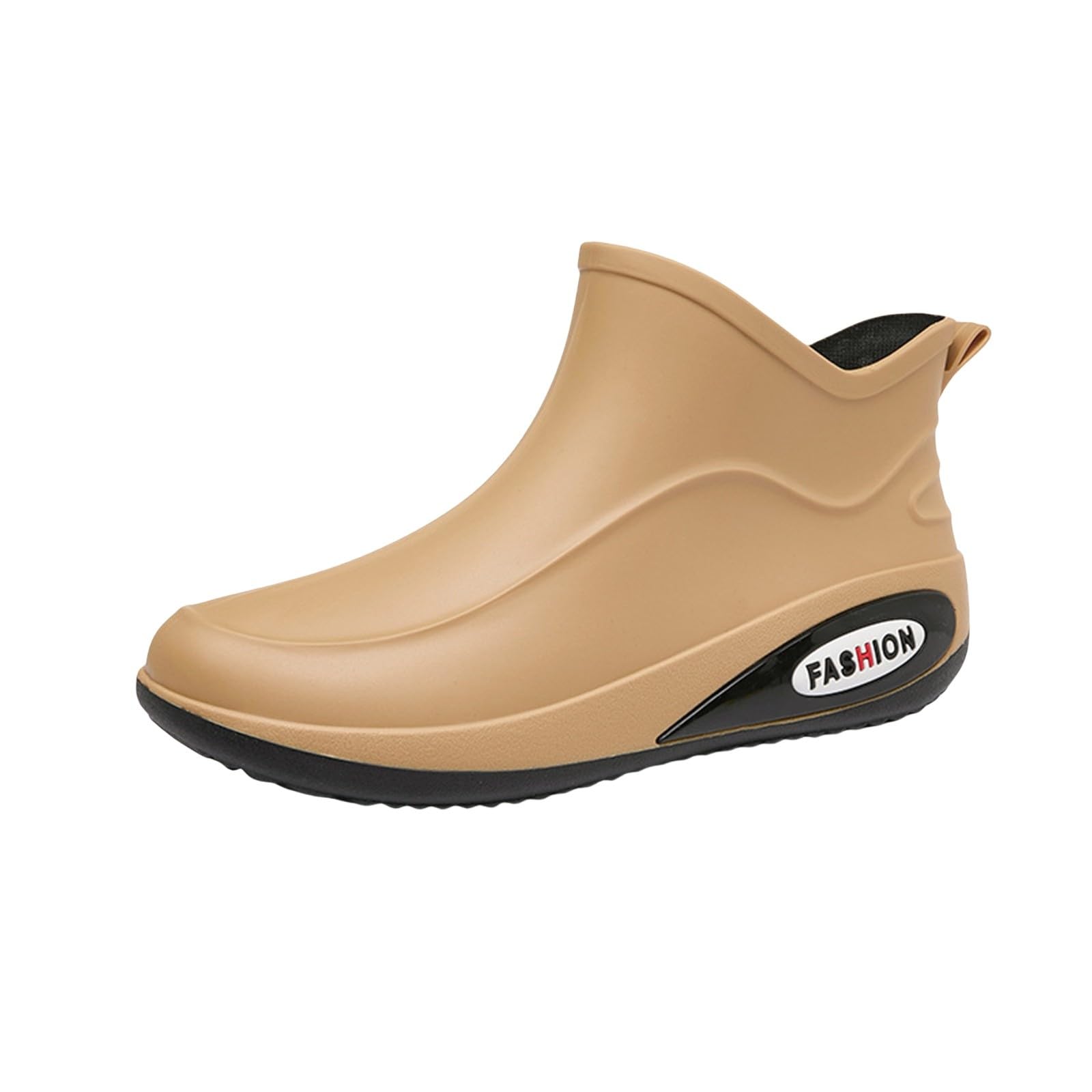 Męskie buty przeciwdeszczowe na co dzień wodoodporne krótkie kalosze z gumową podeszwą retro obuwie do ogrodnictwa wilgotne spacery po mieście, Khaki, 39.5 EU