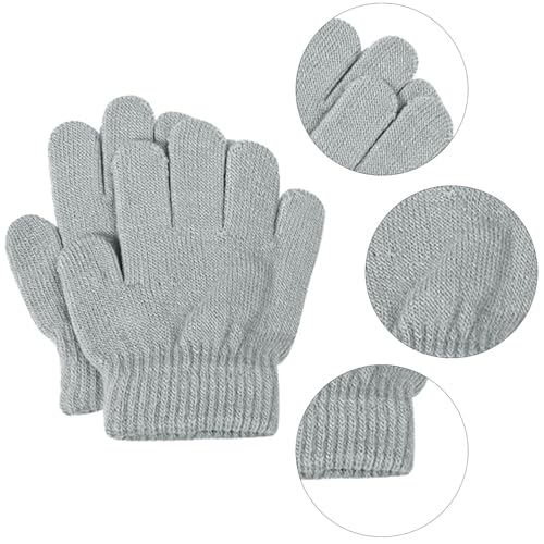 Cooraby 16 Pairs Winter Kids Warm Magic Gloves Full Fingers Stretchy Knitted Gloves for Boys or Girls2