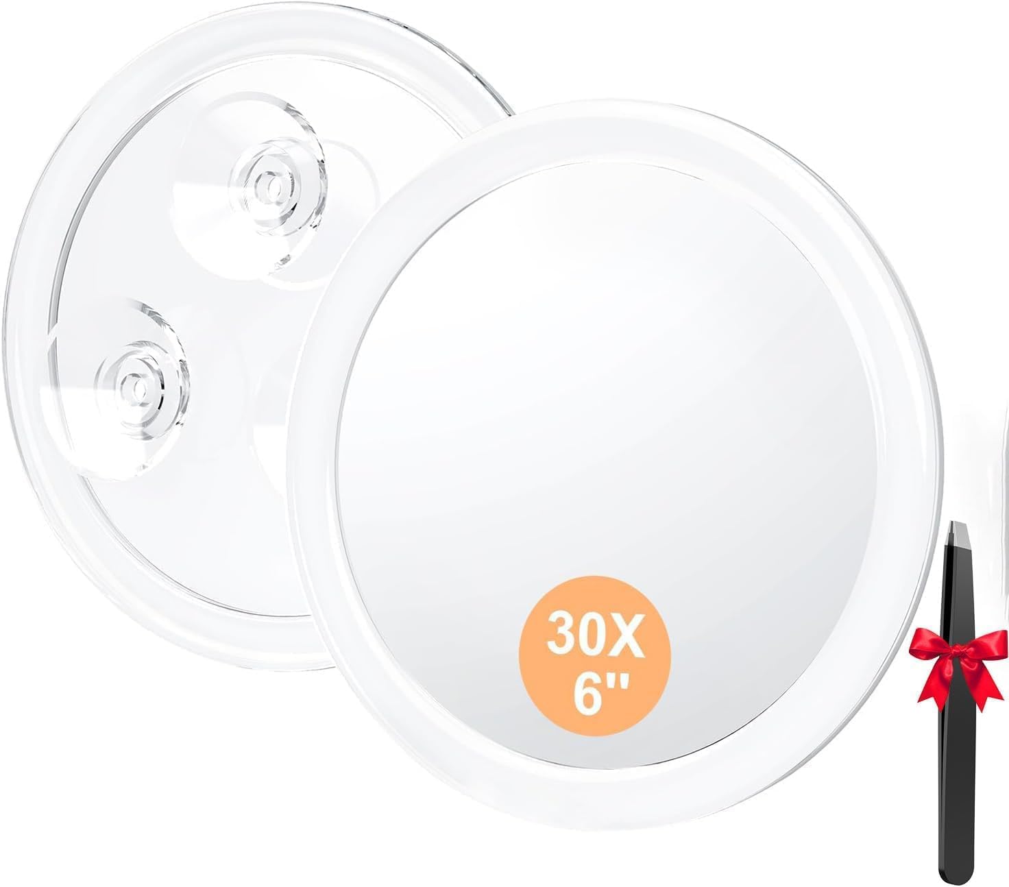 Auxmir Specchio Ingranditore 30X Alto con 3 Ventose, Specchio Trucco 15CM, Specchio Cosmetico Adatto per Trucco Precisa, Depilare Sopracciglia, Pinzare, Eliminare Punti Neri, Ideale per Casa e Viaggio