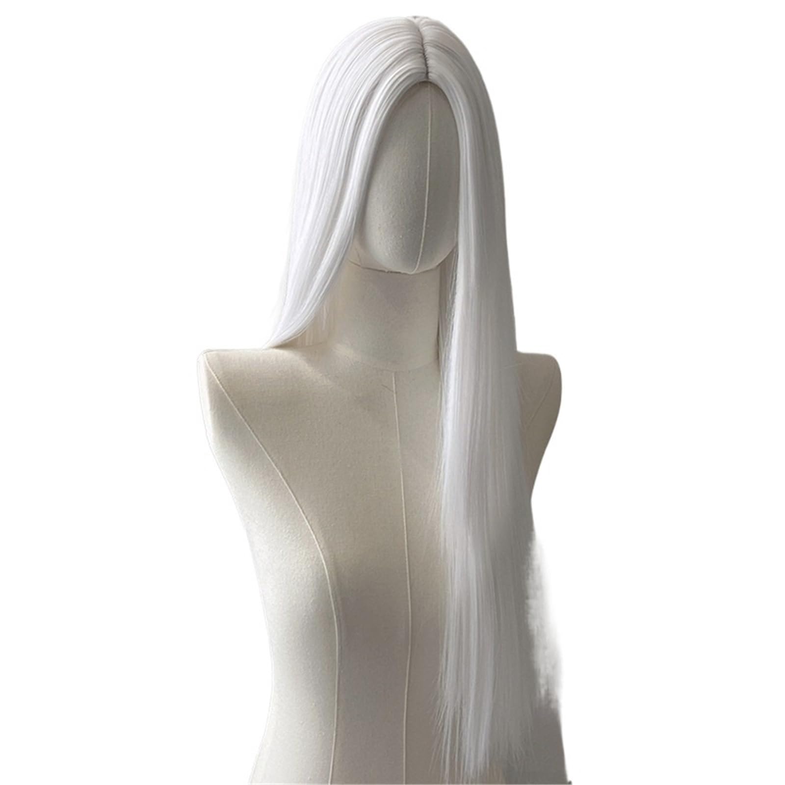 ZTHYSHOZ Women's Wig Ladies' Mid Length Straight Hair Wig, Suitable For Daily And Party Use(White)