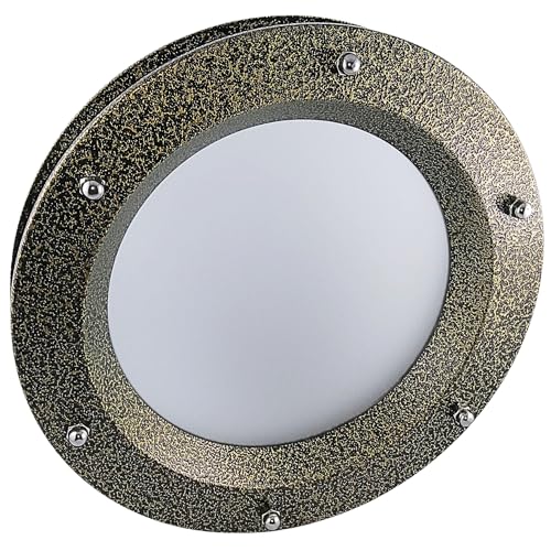 portholes.bullaugen Hublot pour portes intérieures, diamètre 350 mm, couleur or vieil, verre mat, écrous à chapeau