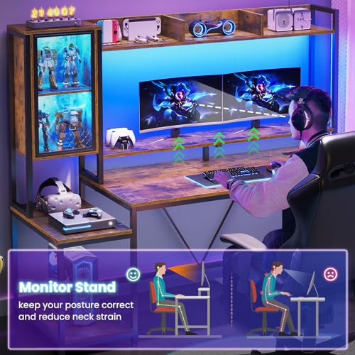 SEDETA 60'' Gaming Desk with Storage, Hutch, Display Cabinet and LED Lights - image 7