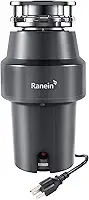 Ranein Triturador De Lixo De 3/4 Hp Com Cabo De Alimentação, Moagem Silenciosa De Aço Inoxidável, Triturador De Resíduos De Alimentos Para Pia De Cozinha, Alimentação Contínua, Deepcut