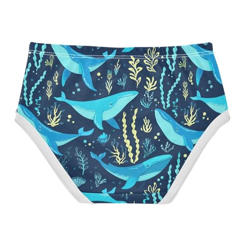 Ocean Whale Seaweed Blue Toddler Girls's Underwear 2T 23031622
