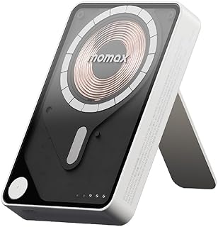 باور بانك باور اكس برو مغناطيسية 10000 ميلي امبير في الساعة مع حامل وكابل USB D13 مدمج من موماكس، لون ابيض