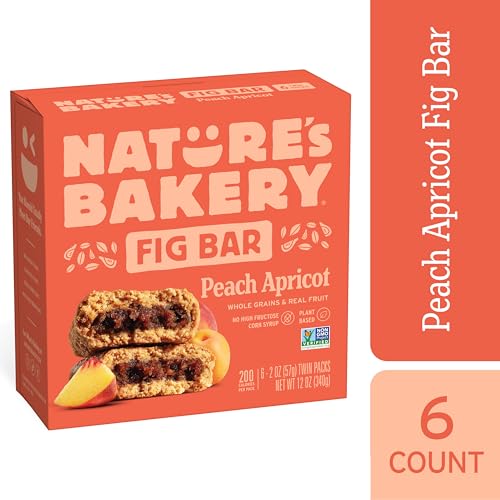 Image of Nature's Bakery Whole Wheat Fig Bars, Peach Apricot, Vegan Snacks, Non-GMO (6 Count of 2 Ounce Bars), 12 Ounce