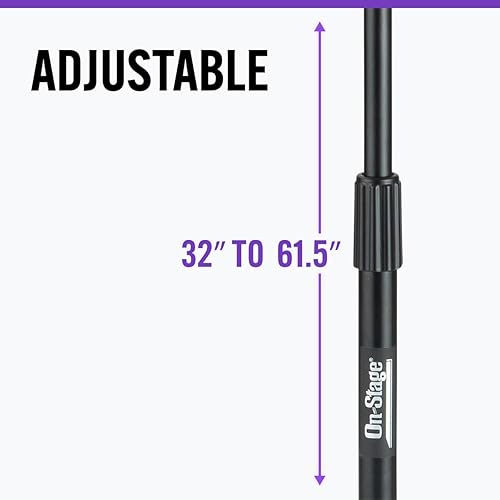 Miniatura 4 de Soporte boom de micrófono trípode, cromo On Stage ms7701 C, negro (MS7701B - Black)