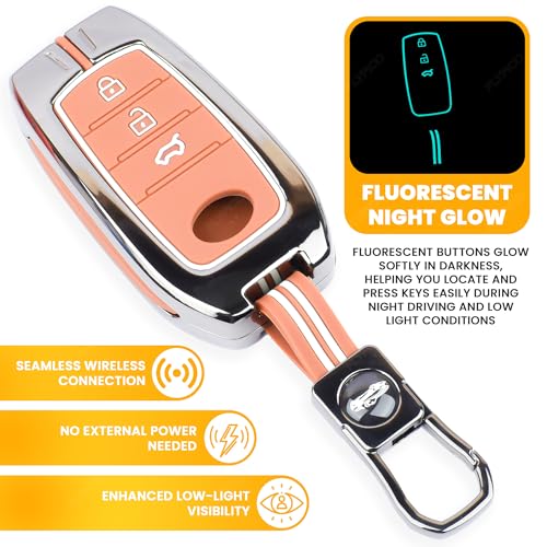 Image of Coll of Fest Premium Metal Silicone Brown Key Cover Compatible with Toyota Fortuner | Toyota Fortuner Legender | Toyota Innova Hycross | Toyota Invicto 3 Button Key Glow in the Dark