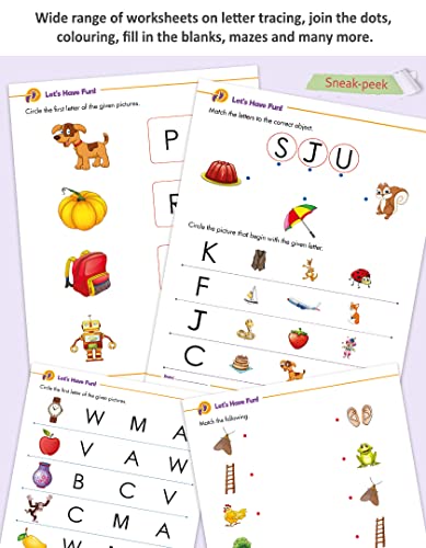 Image of Woodsnipe Pattern Writing + Beginner Alphabet Learning LTHF method for Preschoolers Ages 2 to 4 Years for Homeschooling | Basic Strokes, Lines and Curves, Capital Letters, Tracing and Colouring