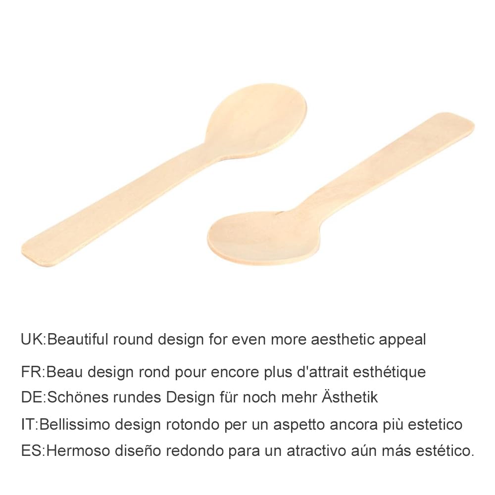 Leku Cucchiai in Legno Usa e Getta 100 Pezzi 10x3 cm Mini Cucchiai per Gelato
