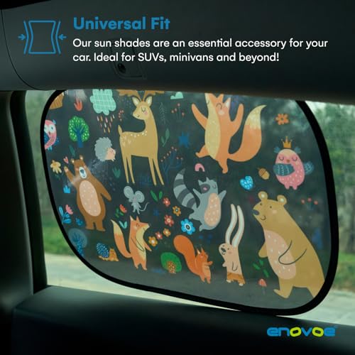 Image of Enovoe Car Window Shades (4 Pack) - Sun Shade Blocker for Baby & Children, Cling Windows Cover, Glare Shield and UV Rays Protection, Side Window Screens for SUV, Mesh Car Windows Shade (21 inchx14 inch)