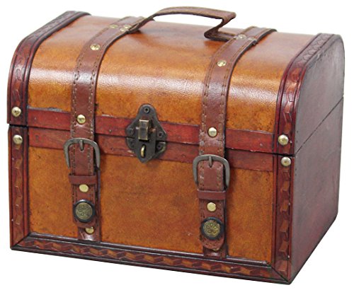 Vintiquewise QI003006.L TM Decorative Wood Leather Treasure Box (Large Trunk Only)