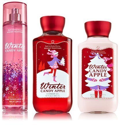 Bath and Body Works Winter Candy Apple Set with Body Lotion, Shower Gel, & Fragrance Mist