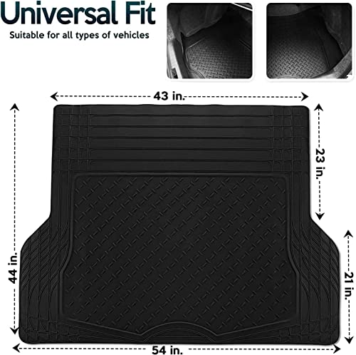 Zone Tech All Weather Rubber Semi Pattern Cargo Liner Trunk Floor Mat – Premium Quality Black Heavy Duty Cargo Trunk Floor Mat #TOP4